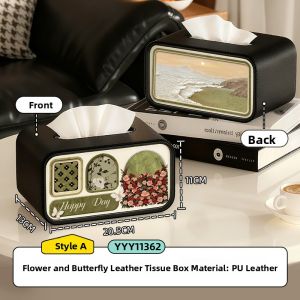 Elegant Vintage Tissue Box Luxury Living Room Dining Table Surface Storage Organizer High End Toilet Paper Drawer Square Shape