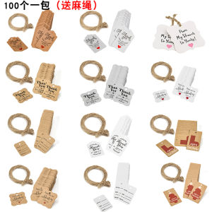 Handmade Thank You Tag DIY Gift Baking Packaging Tags Blank Hanging Cards Kraft Paper Labels round Shape Printed Products