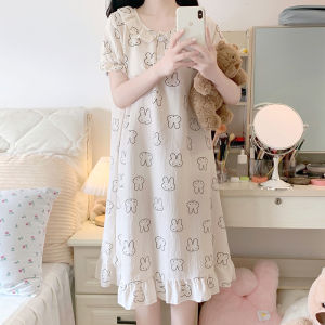 ชุดนอนผู้หญิงฤดูร้อน ชุดนอนผ้าฝ้ายถักแขนกุด ลายสตรอเบอร์รี่หวาน ชุดอยู่บ้าน ชุดนอน ชุดนอนผู้หญิง ชุดนอนผ้าฝ้ายถัก