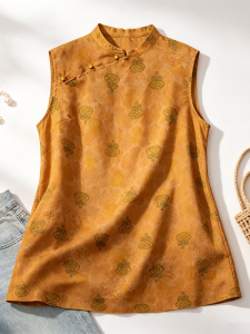 XMO | Elegant Traditional Chinese Silk Shirt Casual Sleeveless Blouse
