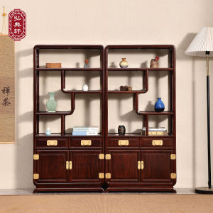Jinding Rosewood Antique Shelf Solid Wood Chinese Style Duobao Pavilion Africa Rosewood Storage Rack Antique Display Cabinet Storage Rack