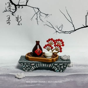 Miniature Chinese Style Ink Mermaid Dollhouse Props Micro Scene Skullpanda Manor Garden Resin Collectible Home Decor