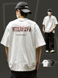 SZON | American Color-blocked Printed Loose Short Sleeve T-Shirt