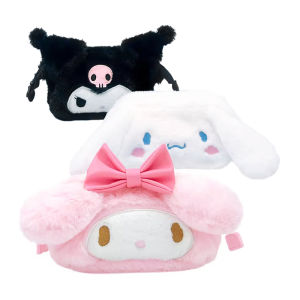 Sanrio Plush Cosmetic Bag My Melody Cinnamoroll Kuromi Hangyodon Coin Purse Drawstring Pockets Girls Birthday Gifts Children Toy