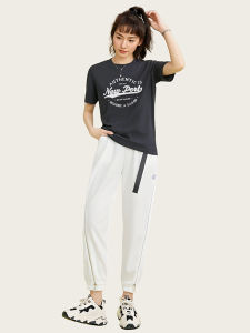 Ran Boss Vintage Short Sleeve T-Shirt round Neck Loose Fit Deep Grey Slimming Heavy Cotton Retro Style Commute Fashion Summer Wear