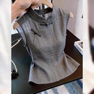 KUNAILIN | Chinese Style Elegant Blouse Purple Slim Fit