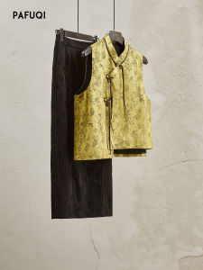 New Chinese Style Set Lightweight National Style Womens Clothing Stand Collar Embroidered Layered Vest Top Autumn 2025