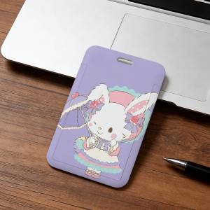 Sanrio | cute cartoon art w-wish me mell sro ID Credit Card Badge Holder Business Pass Hang Rope Keychain Credential holder