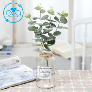 Set Hoa Khô Trang Trí Decor Vintage Kèm Lọ Hoa Thuỷ Tinh Sang Trọng