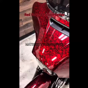 FORGED CARBON FIBER RED STICKER (152CM-Custom)Pelekat Stickers Wrapping Full Body Vinyl Wrap Film Motor Sticker Kilat