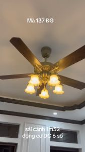 Quạt Trần Đèn 5 Cánh Q137 Động Cơ DC Tiết kiệm điệnCó Điều Khiển Từ XaTặng kèm Bóng Đèn LedBảo Hành 2 Năm