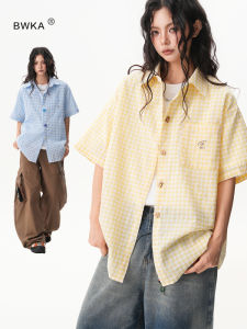 BWKA | Fun Buttons Bubble Gauze Checkered Shirt