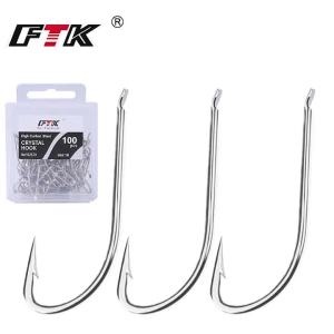 FISH KING 100 Chiếc Thép Carbon Cao Cấp Câu Cá Nước Mặn Móc Trắng Đơn Giun Thép Gai Fishhook Cho Bass Quay Giải Quyết