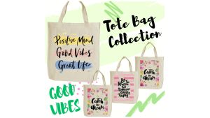 High-Quality Canvas Tote Printed Bag Good Vibes Quotes Collection#1 by kritona.PH katsa casual bags