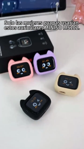 MINISO MS102 หูฟังแปลภาษาด้วย AI ดีไซน์หูแมวน่ารัก บลูทูธไร้สาย 6.0 แปลภาษาแบบเรียลไทม์ 136 ภาษา ดีไซน์หน้าจอสัมผัส แบตเตอรี่ใช้งานได้ยาวนาน