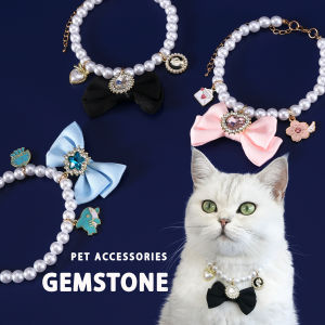 Pet Gem Pearl Necklace Love Bow Fragrant Luxury Maltese Adjustable Cat Dog Collar