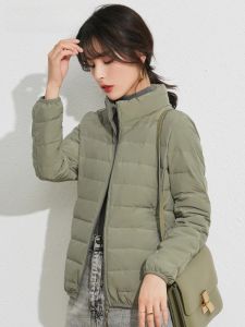 Fashionable Quilted Jacket Womens Lightweight Stand Collar down Coat Inner Vest Outerwear Korean Style Straight Cut Long Sleeve