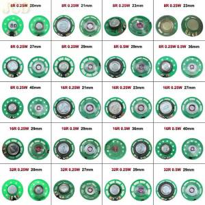 JCD 2PCS 8 Ohm 0.25W 0.5W 16/32Ohm Horn Loudspeaker 8R 16R 32R 20mm 21mm 23mm 27mm 29mm 36mm 40mm Diameter Loud Speaker