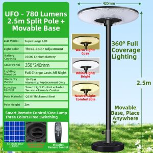 LANSHI | Solar Movable High-Power Motion Sensor Outdoor Light