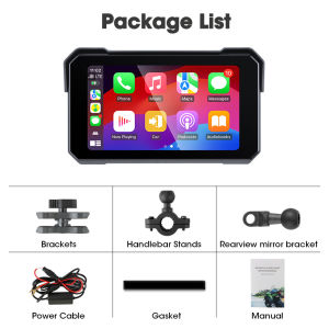 5 inch Motorcycle CarPlay Navigation GPS Wireless Carplay&Android Auto Moto Monitor IPX7 Waterproof Display Dual Bluetooth 5.0