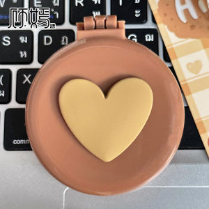 Portable Mini Foldable Heart Shaped Airbag Comb Cute Flip Cover Mirror Cosmetic Brush Compact Personal Hygiene Tool
