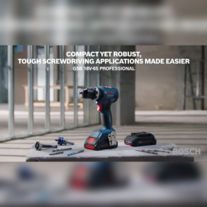 Bosch GSB 18V-65 Impact Drill Driver Kit 18V Mesin Obeng Set 2 Baterai 18V 2.0Ah + Charger GAL18V-20 + L-Case