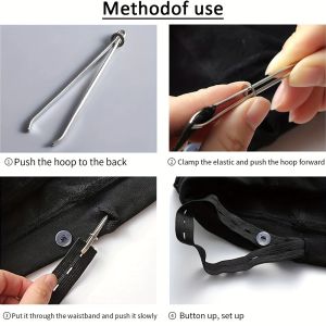 2pcs Garment Clips Sewing DIY Tools Elastic Band Tape Punch Cross Stitch Threader Wear Elastic Clamp (Wear Rope)