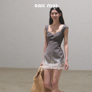 OAKMOO | Đầm Ngắn Ôm Body Caro Degrade Có Dây Kéo