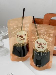 Portable Coffee Shop Takeaway Packaging Bag Zipper Design One Time Milk Tea Bag Eco-Friendly Disposable Gift Bag for Home Use
