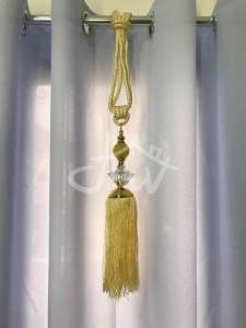 Yellow Curtain Printed & Plain Double Spiral Design with Ring Holes