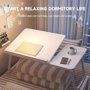 YOWXII🔥Bed desk Laptop desk Student dormitory lifting study desk Folding Bedroom small table Folding dining table folding Portable folding table