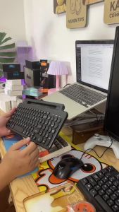 Bàn phím không dây 2 chế độ bluetooth và 2.4GHZ JINOTECH BK569s cho máy tính điện thoại table PC  bàn phím văn phòng