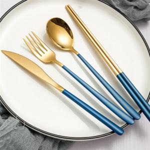 Stainless Steel Cutlery Set 304 Knife Fork Spoon Chopsticks Dining Utensils Macaron Color Korean Style Versatile Metal Tableware