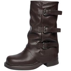 Josiny | Thick Sole Vintage Western Cowboy Knight Short Boots
