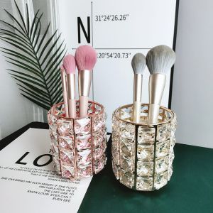 Internet-Famous Crystal Makeup Brush Holder Pearl Pen Holder Large Capacity Brush Eyebrow Pencil Comb Organizer Storage Container for Brush