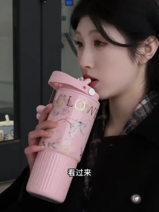 Ins Tumbler with Straw 2026 New | 860ML Large Capacity | 316L Stainless Steel | Portable Ice Cup for Women | High Value Thermos Mug | coffee tumbler 吸管杯子 thermos bottle