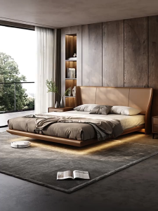 ZM Italy genuine leather bed frame cowhide leather bedframe solid wood platform storage bed (ETA:1mth)