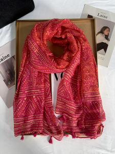 Ethnic Style Dunhuang Northwest Cotton Linen Scarf Multifunctional Travel Holiday Sunscreen Shoulder Wrap Photography Scarf