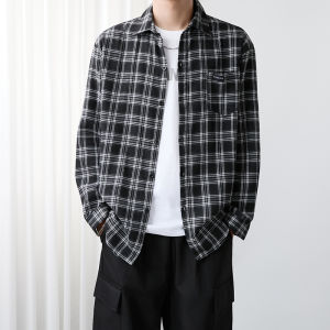 Japanese Style Workwear Plaid Shirt Mens Spring Autumn Trendy Brand Versatile Loose Long Sleeve Jacket Heavyweight Retro Casual Shirt