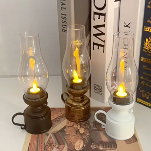 Eyre (Christmas Day ❤)Lampu parafin retro kreatif LED lampu lilin elektronik bercahaya lampu lilin malam suasana cahaya suasana dekorasi dekorasi desktop ornamen kecil