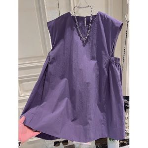 AIYITI | Purple Sleeveless Tunic Shirt for Plus Size Women