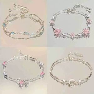 Ultra-Shiny Pink Butterfly Knot Bracelet Elegant Small Luxury Exquisite Bracelet High-Aesthetic Jewelry Gift for Girls