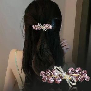 Exquisite Full Drill Crystal Barley New Style Hair Clip High End Half Updo Fashion Spring Clamp Elegance Horizontal Clip