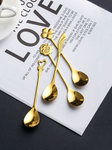 Thickened 304 Stainless Steel Coffee Spoon Miao Full House Creative Cute Stirring Spoon Internet Celebrity INS Dessert Ice Cream Spoon