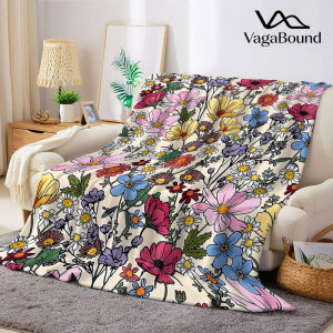 Vintage Mixed Wildflower Print Flannel Blanket Warm Soft Halloween Christmas Decorative Couch Warm Cozy All-Season Gift