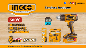 INGCO 20V LCD DISPLAY CORDLESS HEAT GUN | MAX 580°C | HGLI20582 HGLI2058