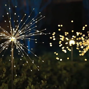 【BUY 1 TAKE 1】60/120/150 LED 8 Lighting Mode Solar Firework Outdoor Garden Decor Christmas Lights  Ground Lights Landscape Lights Garden Holiday Wedding Party Decoration New Year Lawn Pathway Light COD