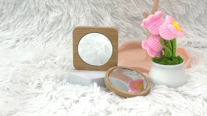 PROPRINTZ Mini Wooden Glass Mirror Bamboo Portable Mirror Round Square Plain