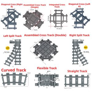 JINGGUAN | City Train Straight Curved Soft Diverting Track Building Set