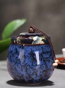 Ceramic Tea Caddy Sealed Storage Jar Small Tea Box Food Candy Food Container Portable Tea Organizer Decorative Jar
